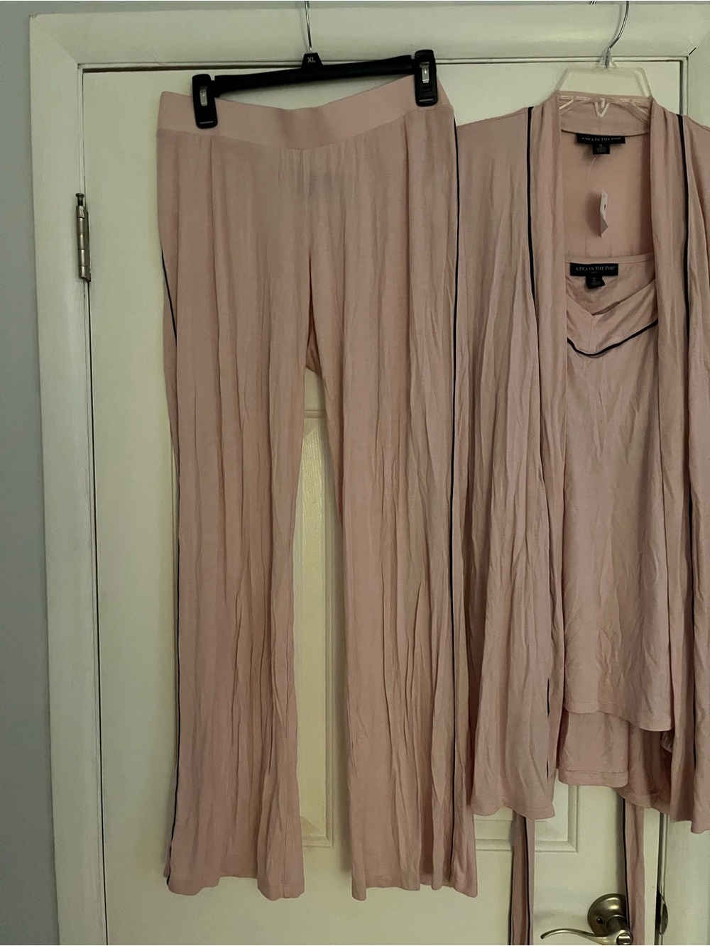 Brand new pea in a pod Pink Satin-Blend Cowl Neck Camisole with Contrast Trim